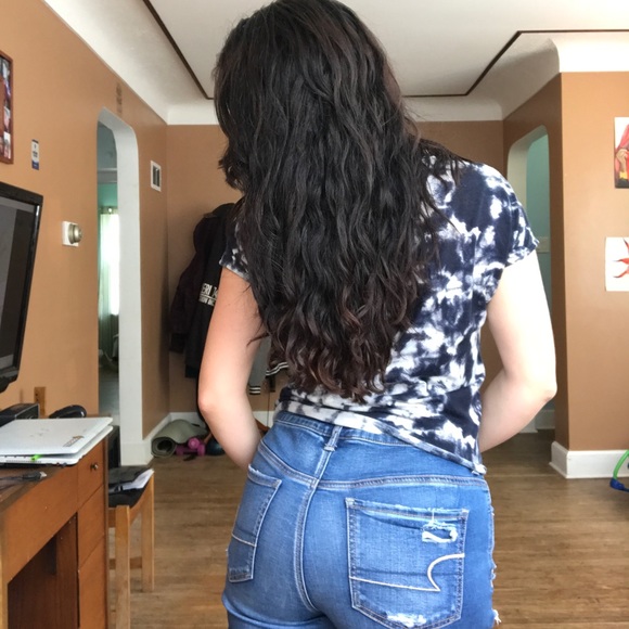 Black and white tie-dye crop style tee - Picture 4 of 10